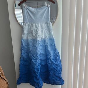 Elon sz M 100 % cotton Blue and White Ombre Maxi Skirt
